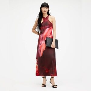 Allsaints Slim Racer Cocktail Dress (Red/Canyon Purple)